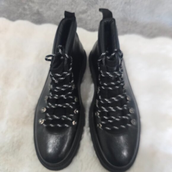 Kurt Geiger London Coniston Black Leather Hiker Boot Men\'s Size 44.5 or US 11.5